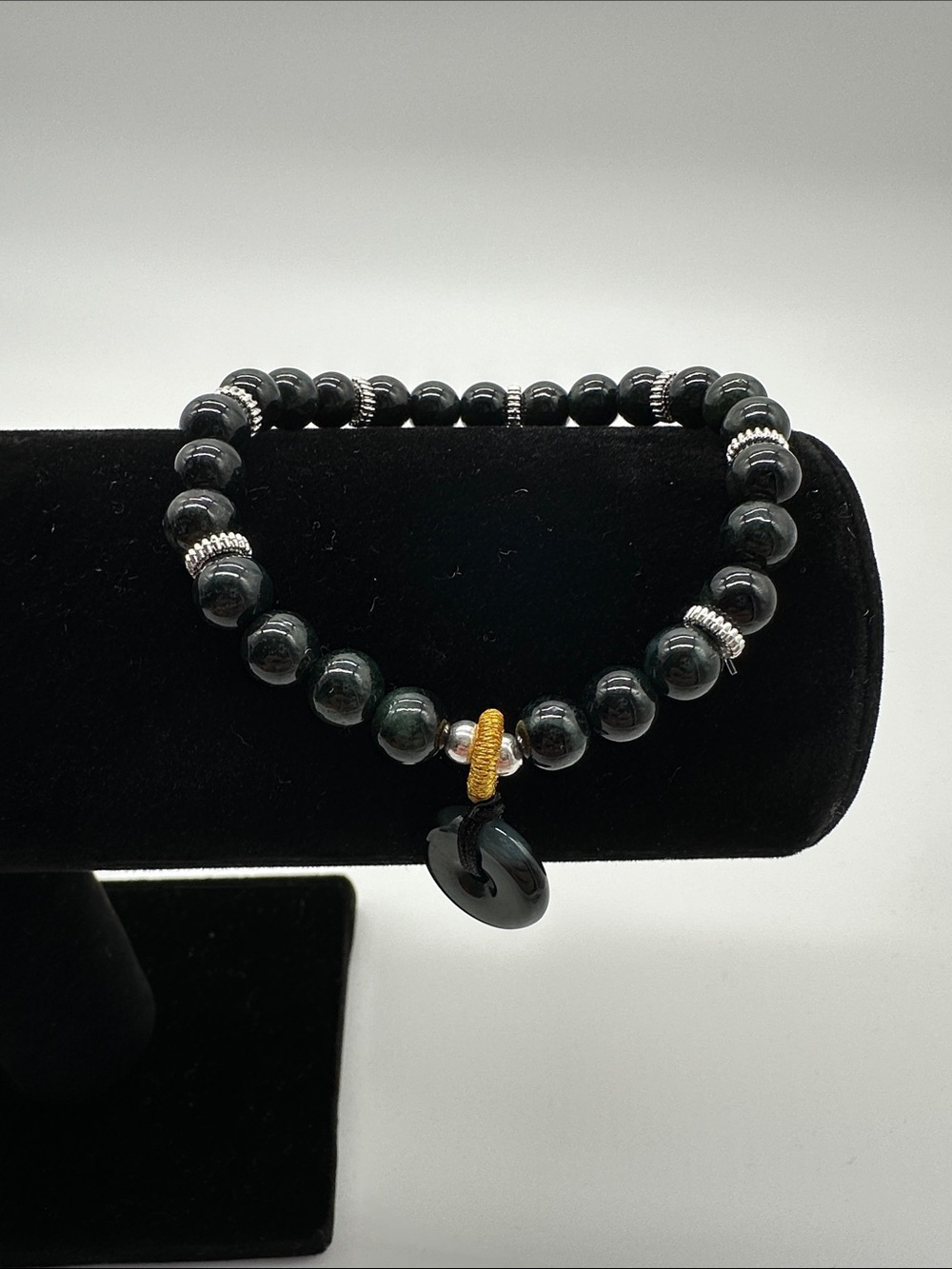 Jade Bracelet with Donut Pendant